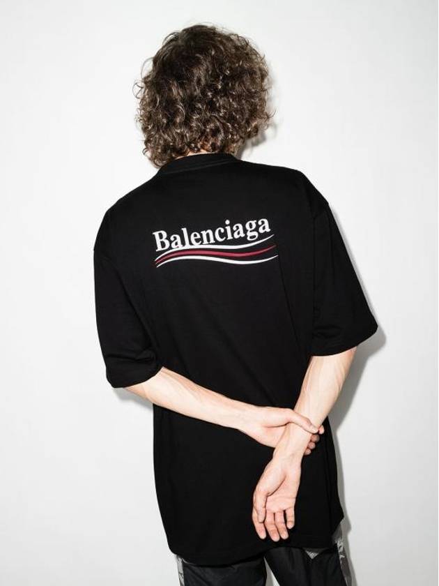 Luxury Balenciaga Political Campaign Large Fit Short Sleeve T-Shirt Black