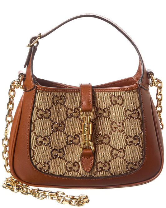 Luxury Gucci Trending 2025 Jackie 1961 Mini GG Canvas & Leather Shoulder Bag