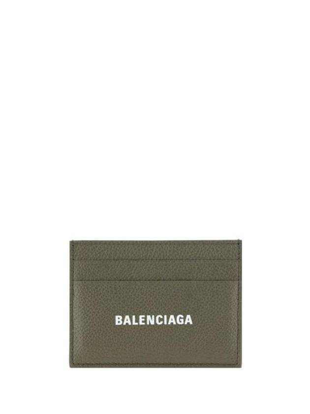 Luxury Balenciaga Logo Print Cash Card Holder Dark Green