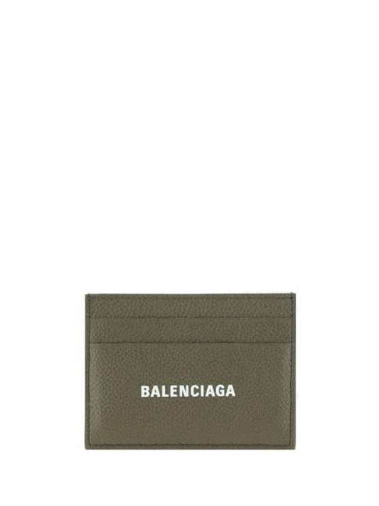 Luxury Balenciaga Logo Print Cash Card Holder Dark Green