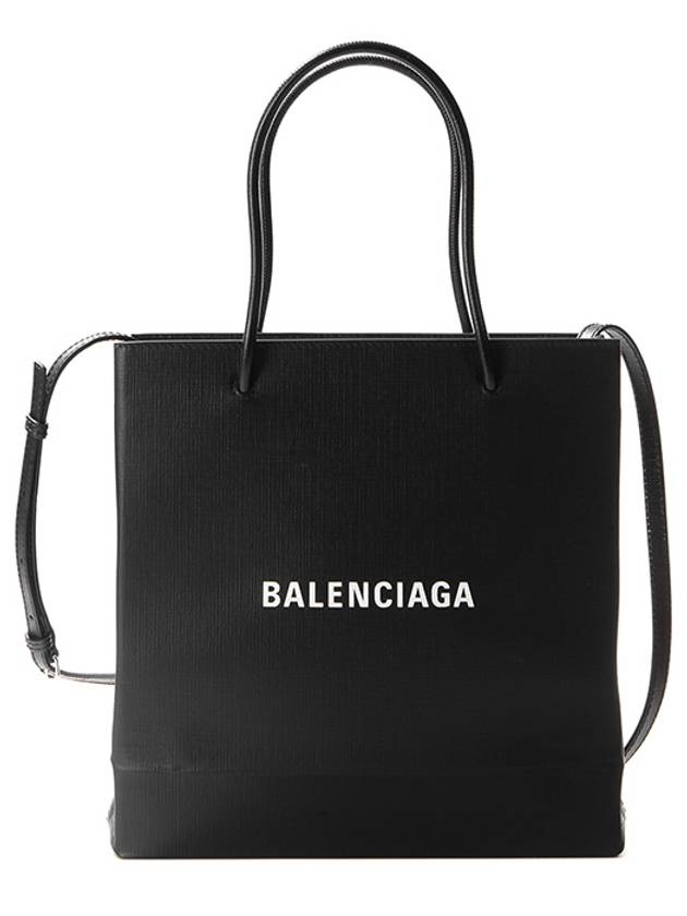 Luxury Balenciaga Logo Print Square Tote Bag Black