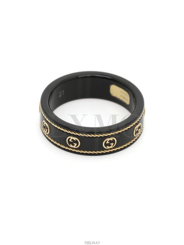 Luxury Gucci Trending 2025 Icon Yellow Gold Black Interlocking G Ring 606826