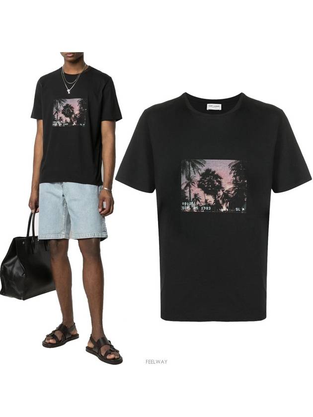 Luxury Saint Laurent Paris Sunset Short Sleeve T-Shirt Black