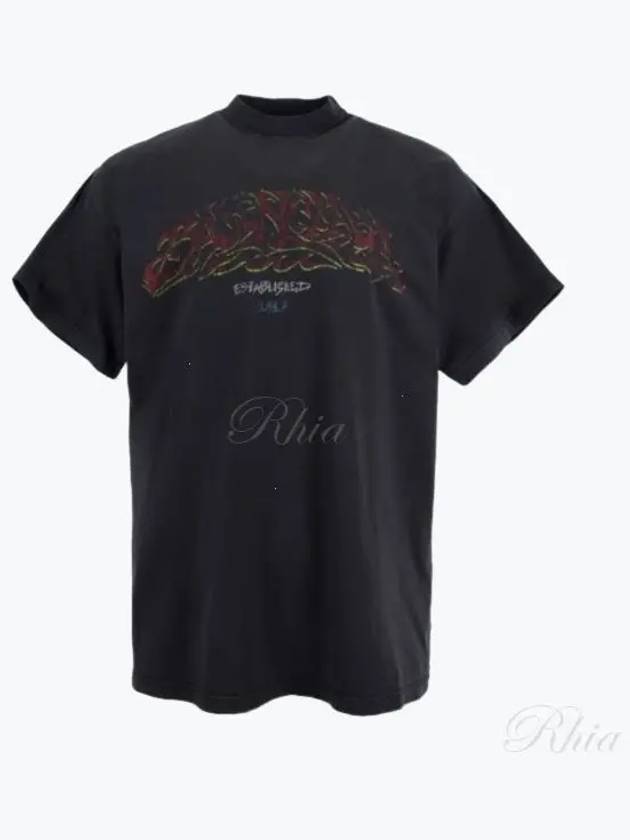 Luxury Balenciaga Offshore Oversized Short Sleeve T-Shirt Black Faded