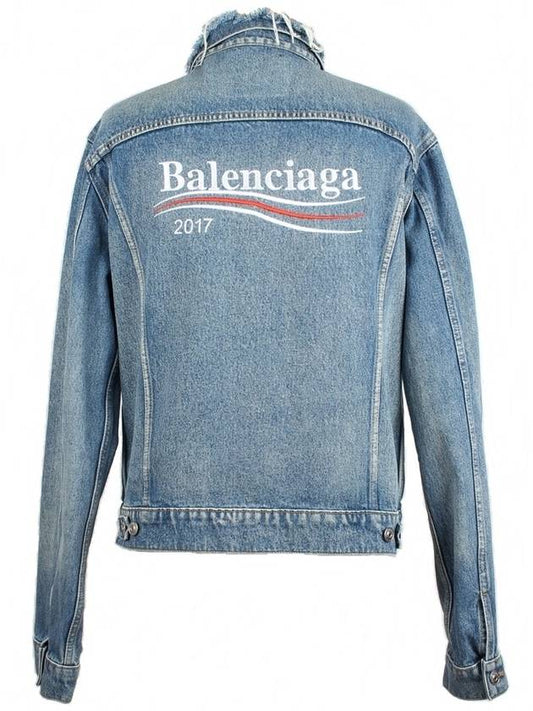 Luxury Balenciaga wave logo denim jacket 48