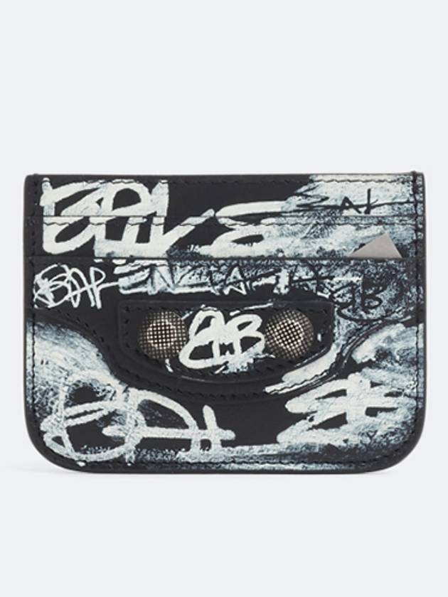 Luxury Balenciaga Le Cagole Graffiti Card Wallet Black