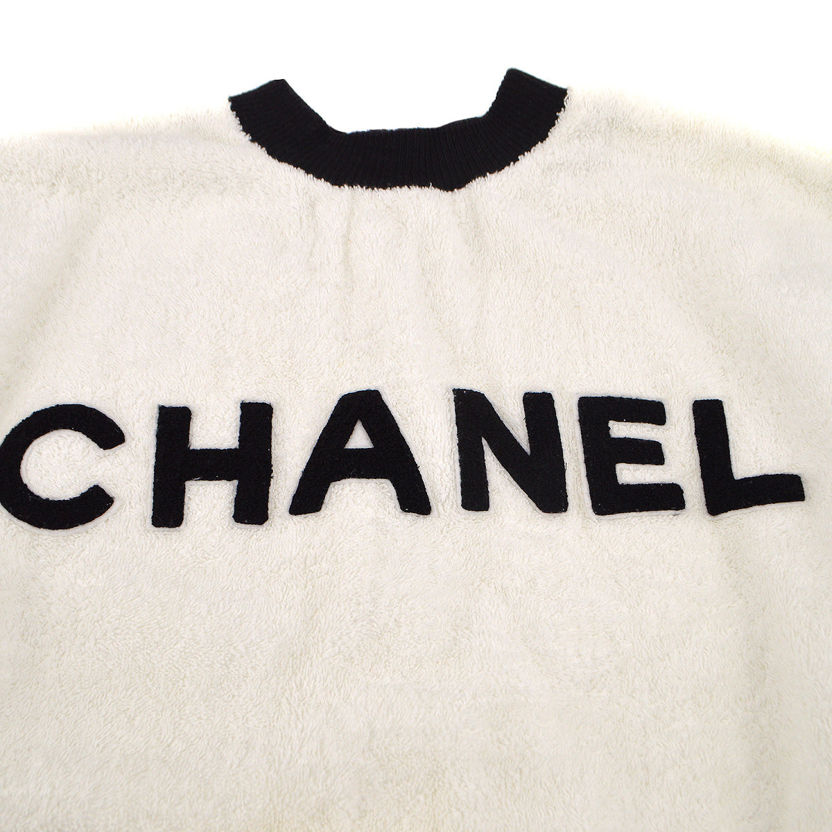 Luxury Chanel Cruise 1993 flocked-logo terry cloth sweatshirt