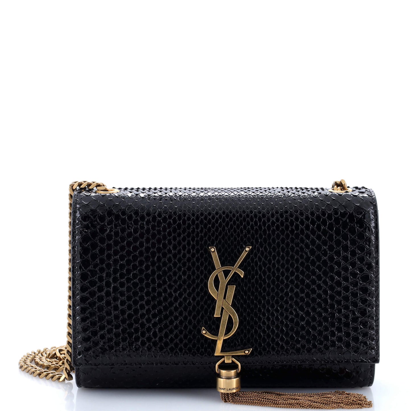 Luxury Saint Laurent Classic Monogram Tassel Crossbody Bag Python Medium