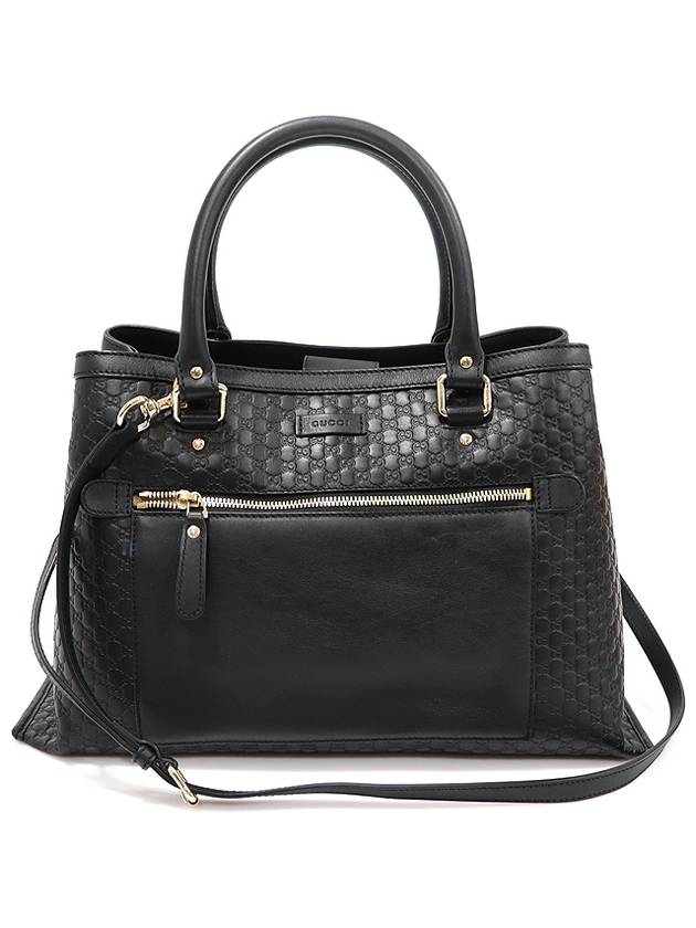 Luxury Gucci Trending 2025 510291 Black Microshima Leather Gold Tote 2WAY