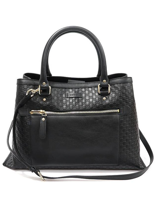 Luxury Gucci Trending 2025 510291 Black Microshima Leather Gold Tote 2WAY