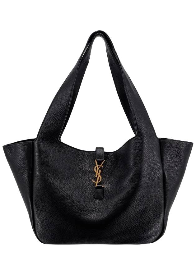 Luxury Saint Laurent Bea Grained Leather Tote Bag Black