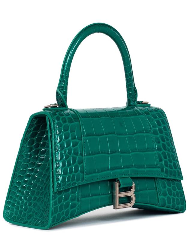 Luxury Balenciaga Hourglass Crocodile Small Tote Bag Green