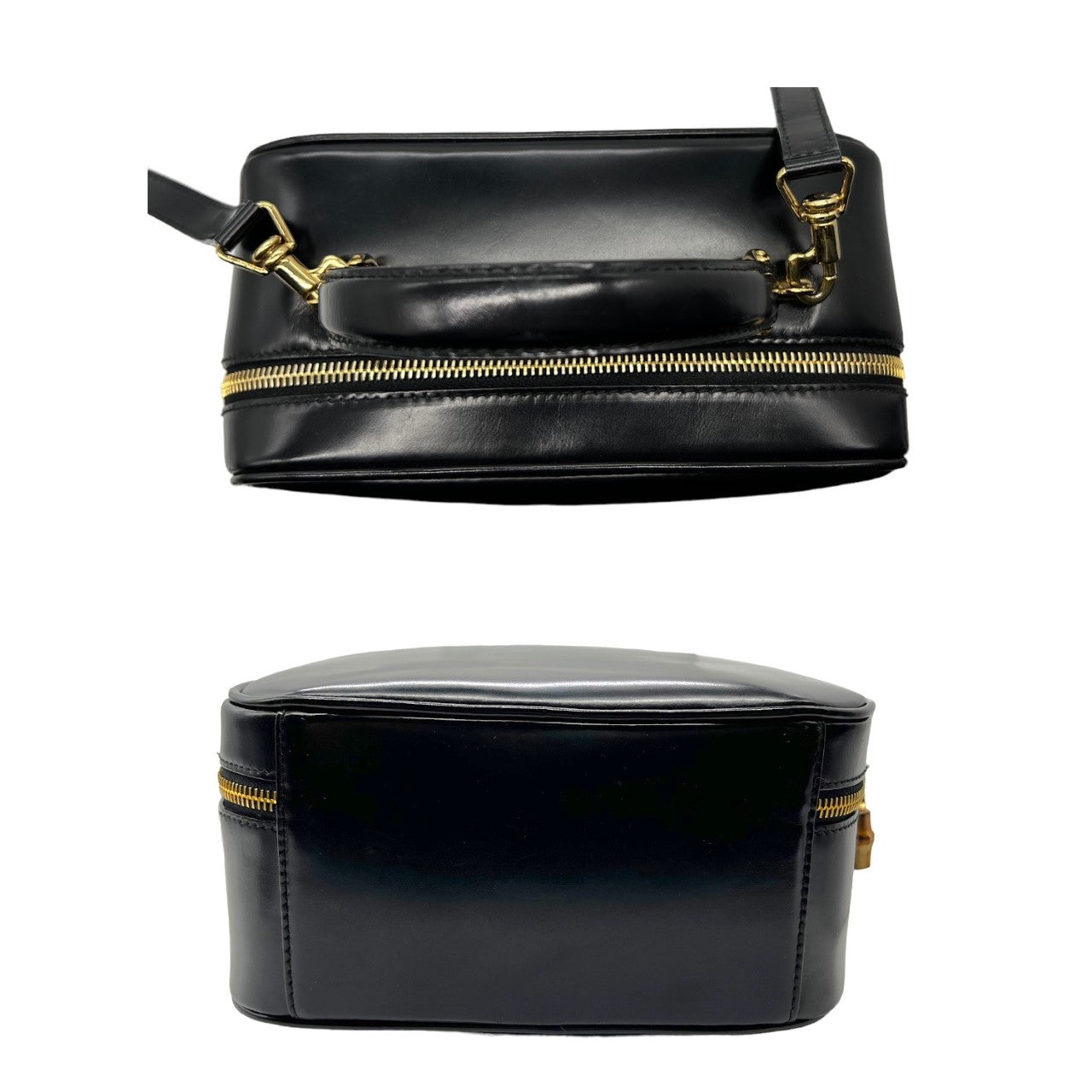 Luxury Gucci Vintage Black Leather Vanity Cosmetic Case