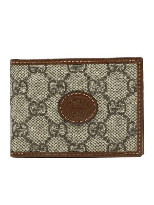 Luxury Gucci Trending 2025 Interlocking G Mini Half Wallet Beige