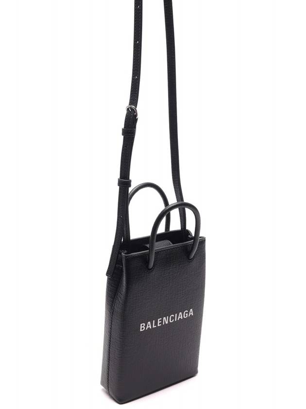 Luxury Balenciaga Logo Print Phone Holder Small Cross Bag Black