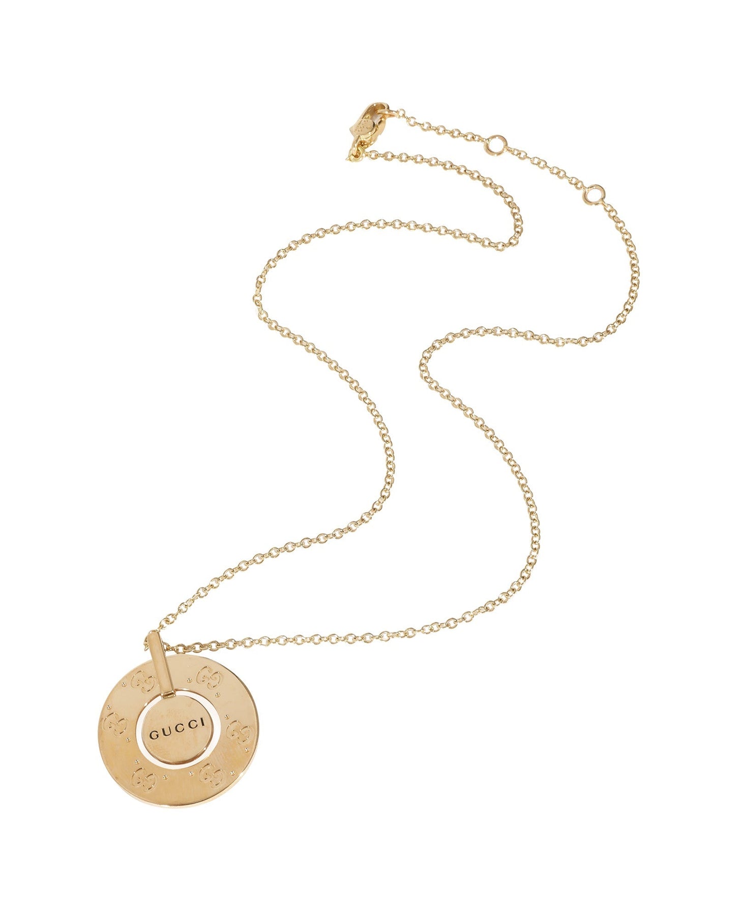 Luxury Gucci Trending 2025 Icon Rotating Disc  Circle Pendant in 18K Yellow Gold