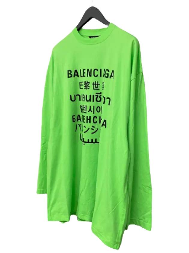 Luxury Balenciaga Color Language Long-Sleeved T-Shirt Green