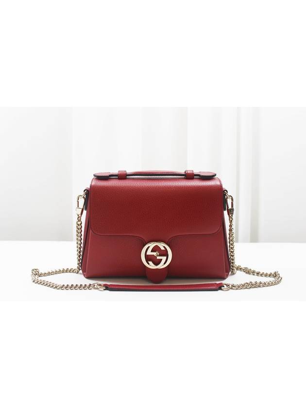 Luxury Gucci Trending 2025 Interlocking leather top handle chain shoulder bag red 510302