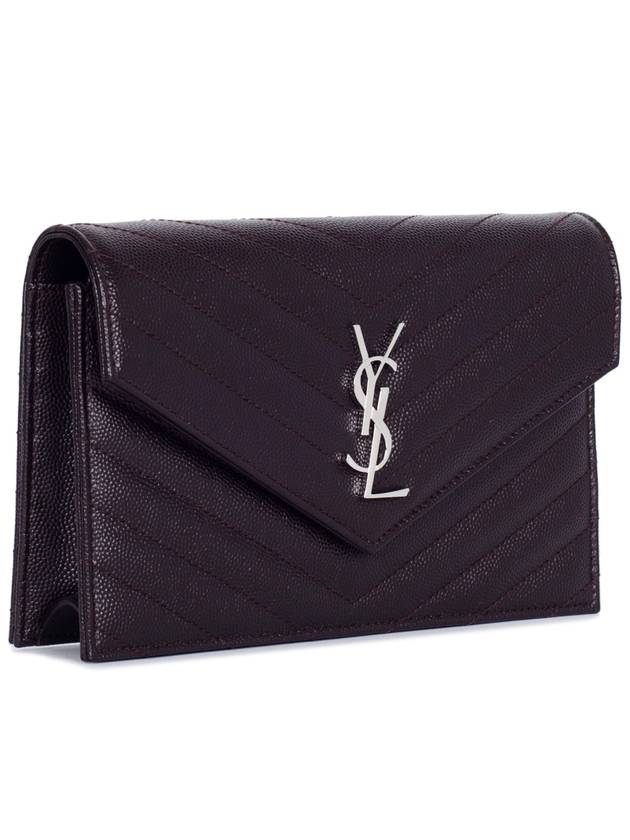 Luxury Saint Laurent Monogram Matelasse Envelope Chain Cross Bag Dark Brown