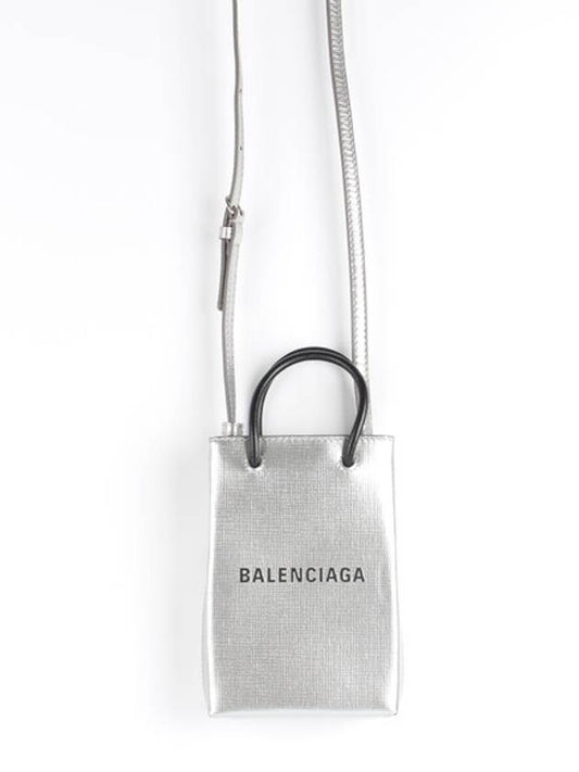 Luxury Balenciaga Phone holder cross bag silver