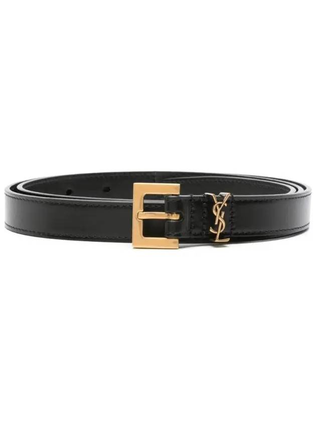 Luxury Saint Laurent Cassandre Thin Belt Black