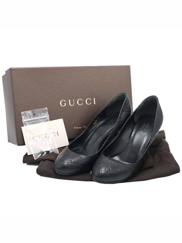 Luxury Gucci Trending 2025 Luxury Gucci Trending 2025 338726 GG Logo Black Cima Leather Pumps Shoes 36