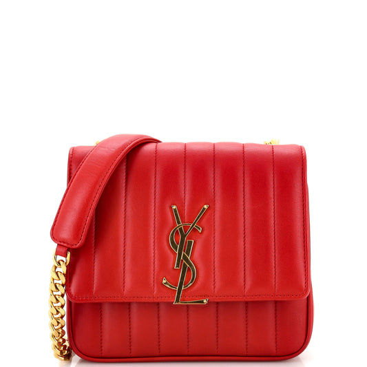 Luxury Saint Laurent Vicky Crossbody Bag Vertical Quilted Leather Medium