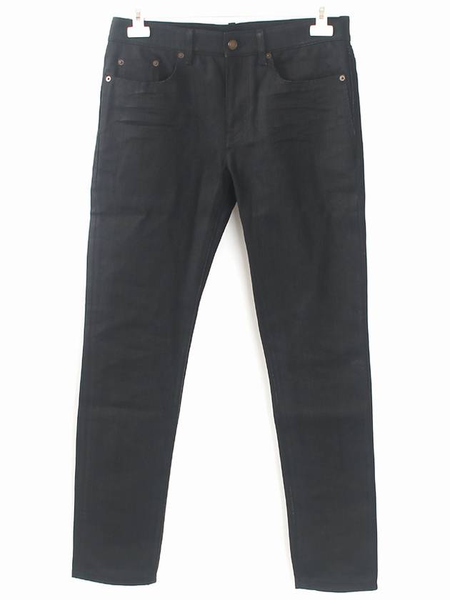 Luxury Saint Laurent Men's Denim Slim Fit Coated Jeans Black