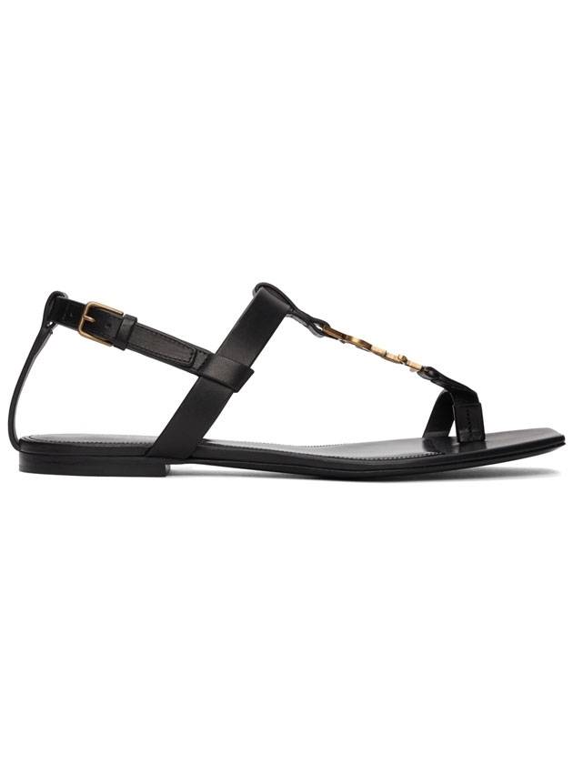 Luxury Saint Laurent Women's Cassandra Monogram Logo Patent Leather Sandals Black