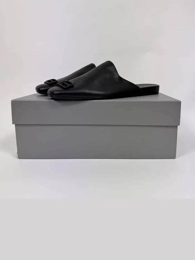 Luxury Balenciaga Cozy BB Logo Mule Slippers Black