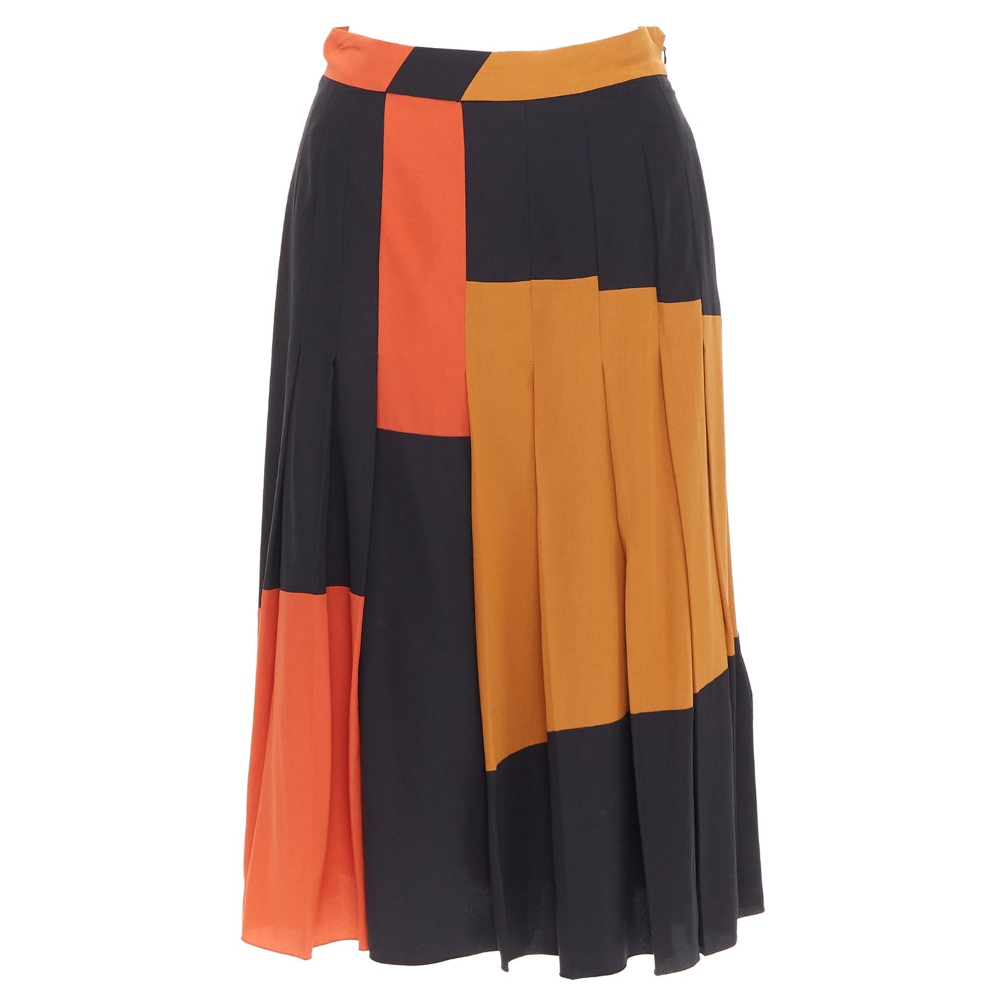 Luxury Bottega Veneta colorblock pleated skirt