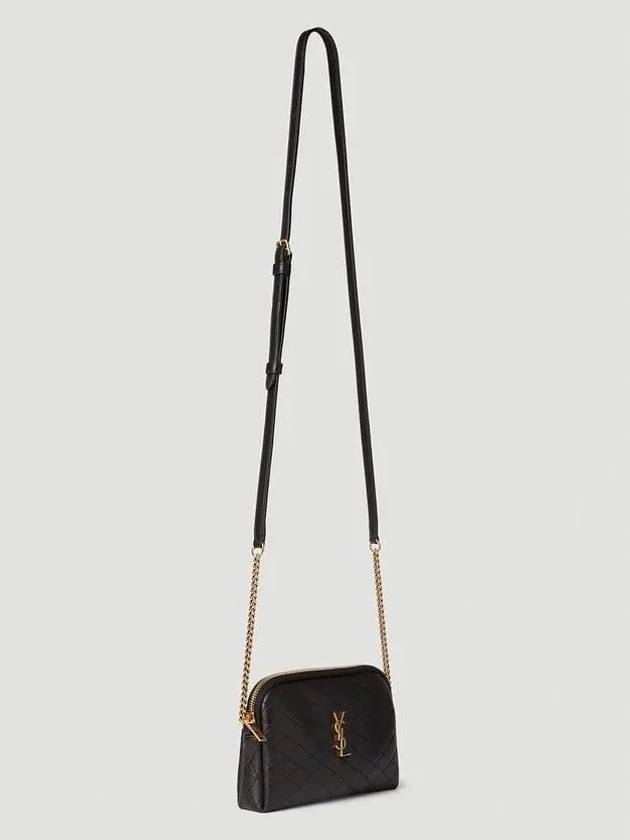 Luxury Saint Laurent Gaby Quilted Lambskin Chain Cross Bag Black