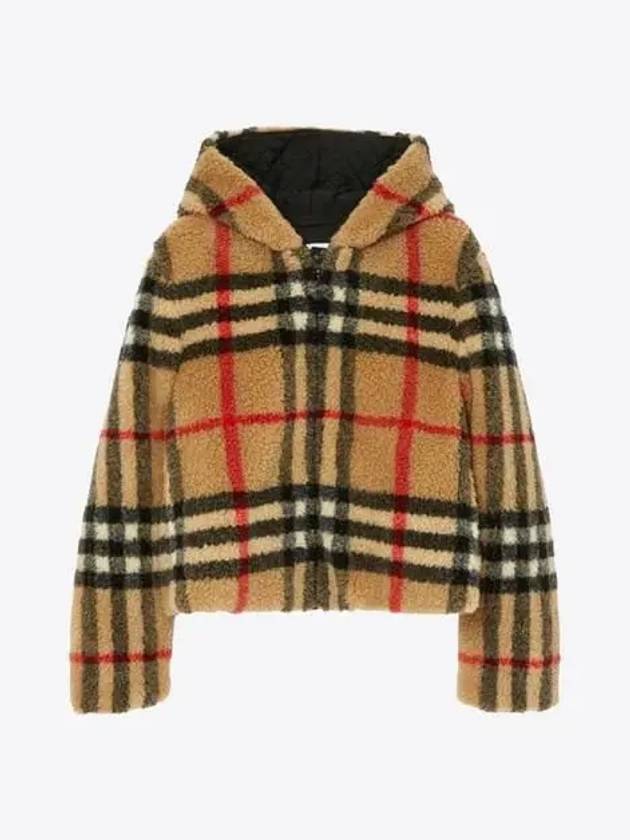 Luxury Burberry Check Fleece Zip-Up Hoodie Archive Beige