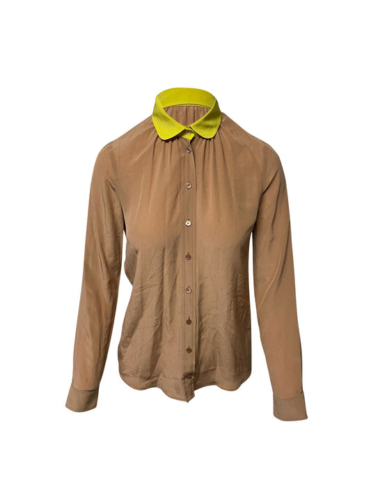 Luxury Gucci Trending 2025 Buttondown Shirt in Brown Silk