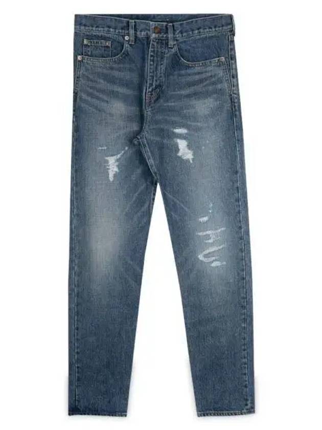 Luxury Saint Laurent Men's Destroyed Jeans Blue