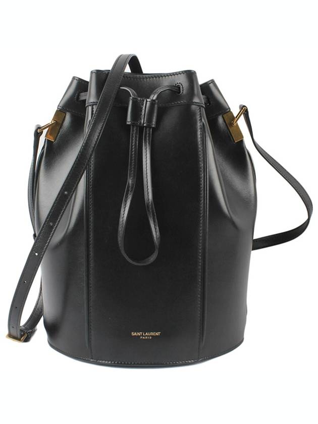 Luxury Saint Laurent Talitha Medium Leather Bucket Bag Black