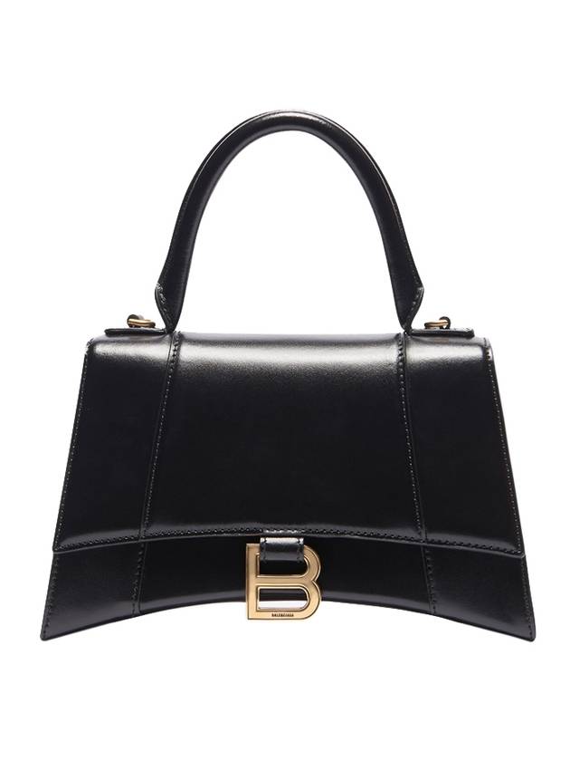 Luxury Balenciaga Hourglass Small Tote Bag in Shiny Box Calfskin Black