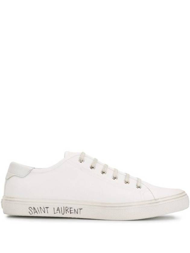 Luxury Saint Laurent Malibu Logo Canvas Low Top Sneakers White