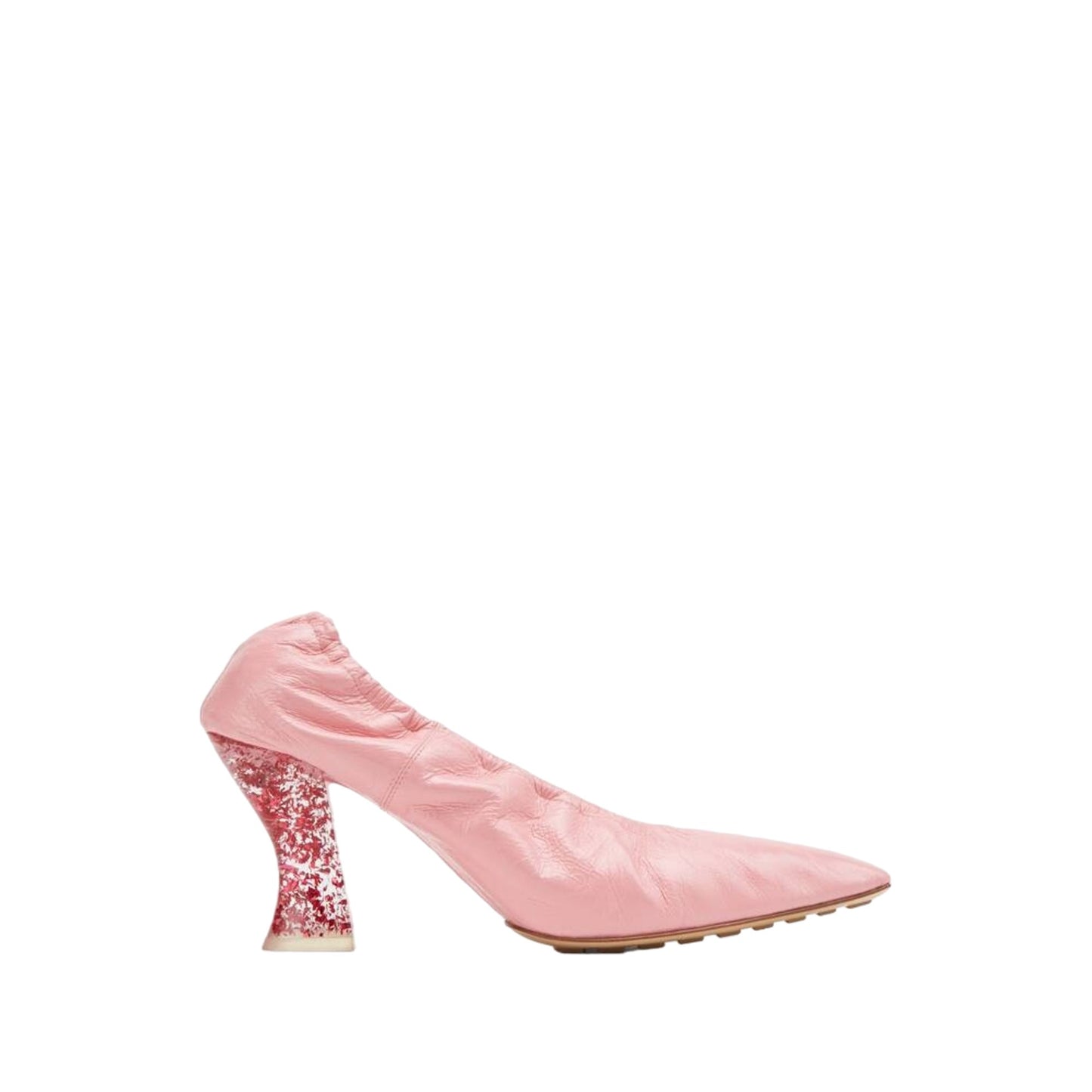 Luxury Bottega Veneta Glitter Heel Almond Pumps