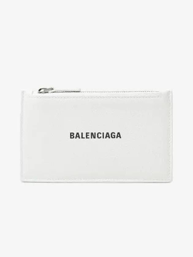 Luxury Balenciaga Logo Print Zipper Card Wallet White