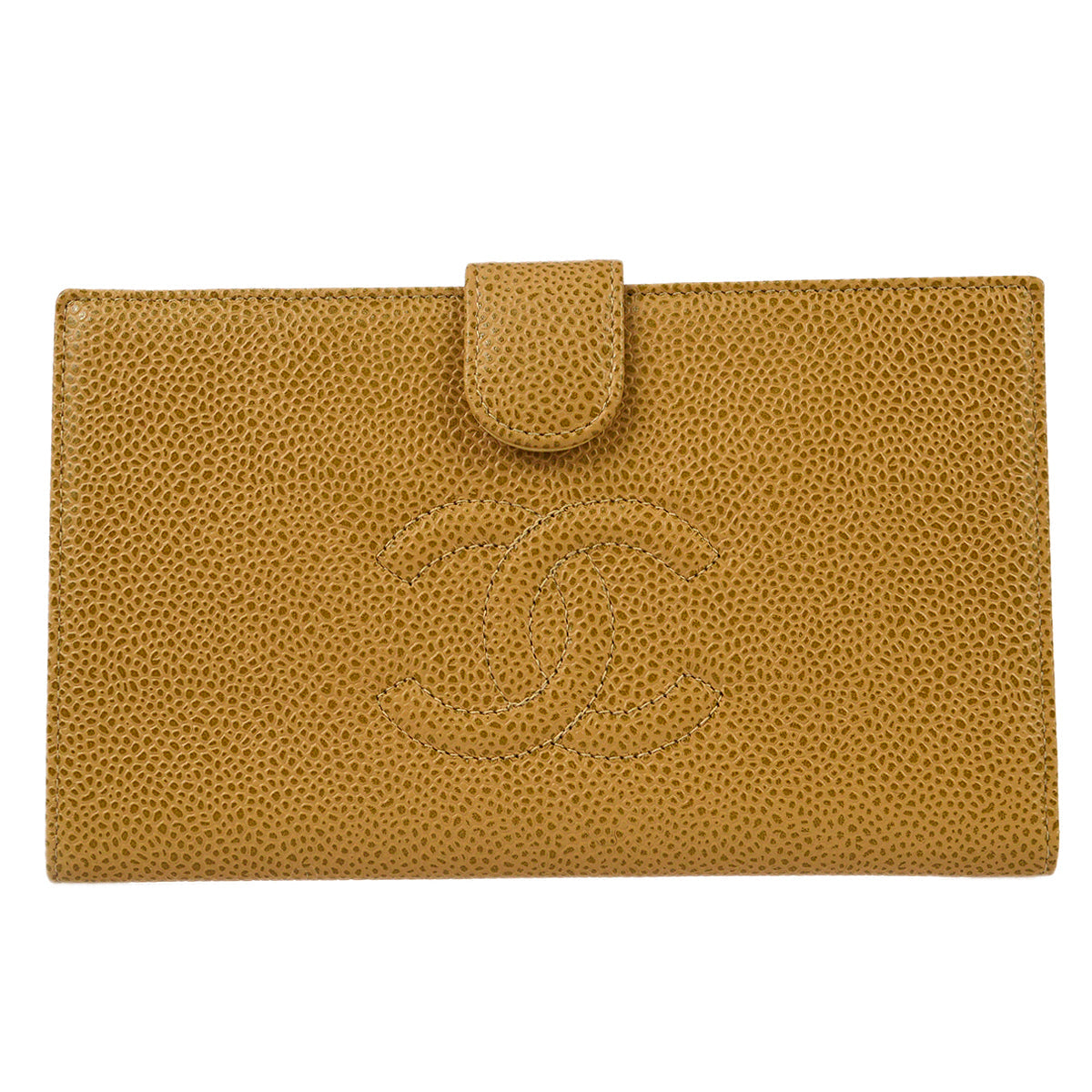 Luxury Chanel 2000-2001 Timeless Long Wallet Beige Caviar