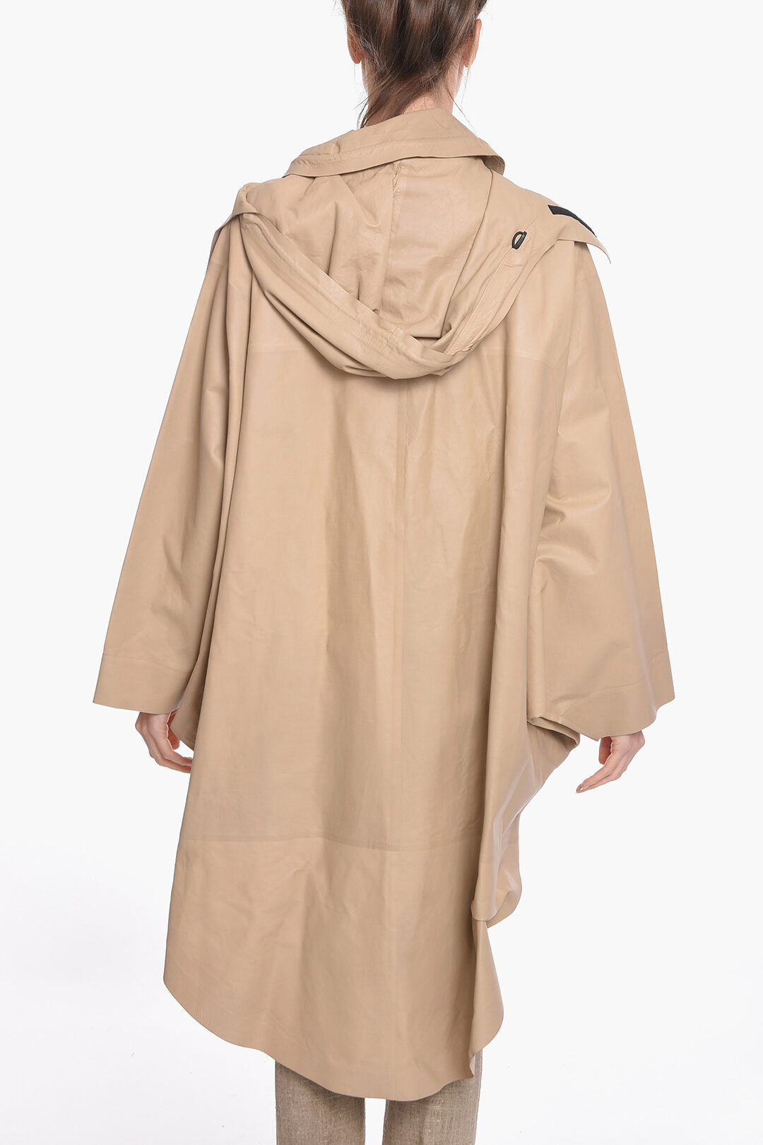 Luxury Bottega Veneta Bat-wing Sleevd Leather Raincoat