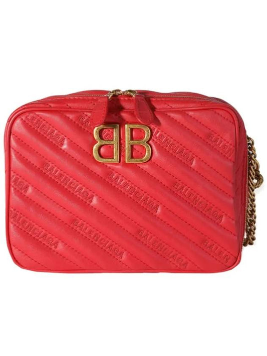 Luxury Balenciaga BB Logo Chain Cross Bag Red