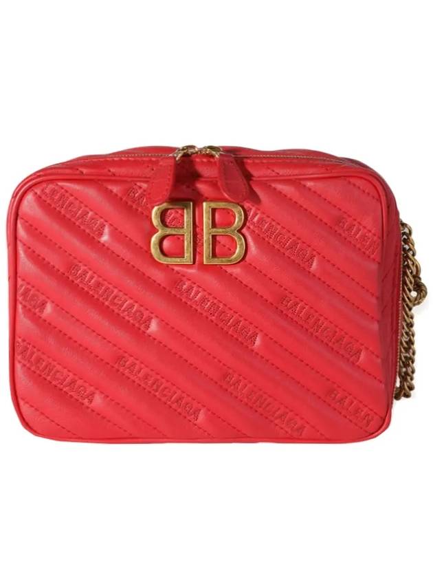 Luxury Balenciaga BB Logo Chain Cross Bag Red