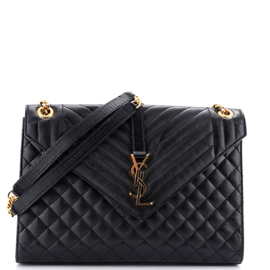Luxury Saint Laurent Classic Monogram Envelope Satchel Mixed Matelasse Leather Large