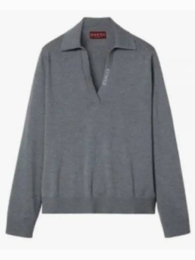 Luxury Gucci Trending 2025 Extra Fine Wool Polo Shirt Grey