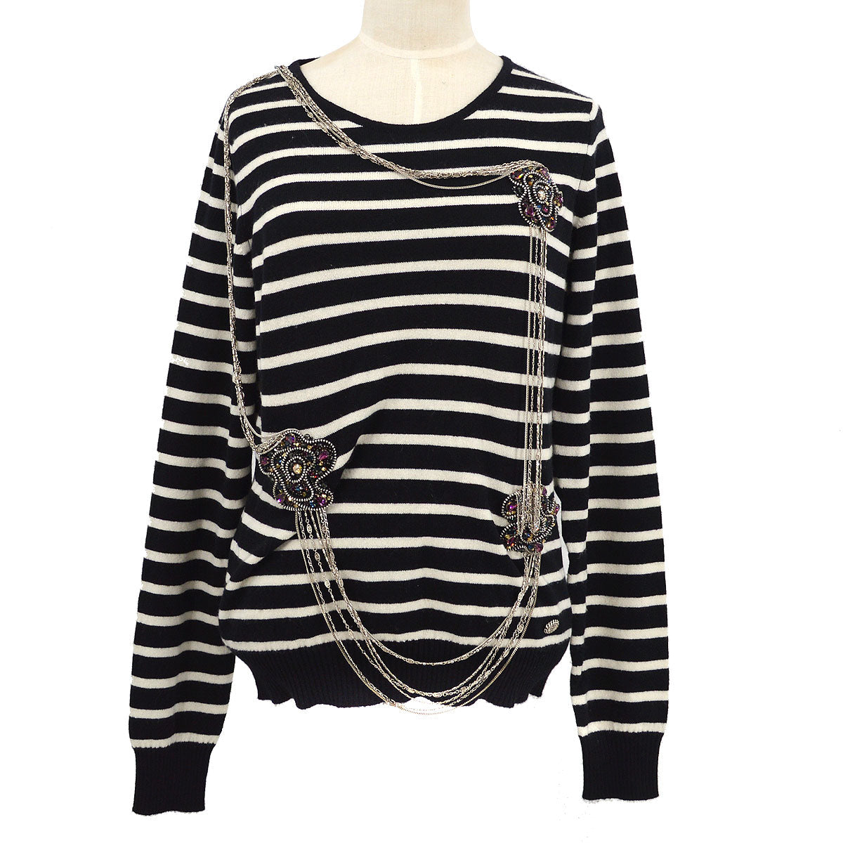 Luxury Chanel 2008 Fall chain-link embellished striped jumper #42