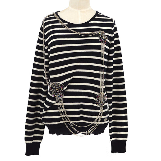Luxury Chanel 2008 Fall chain-link embellished striped jumper #42