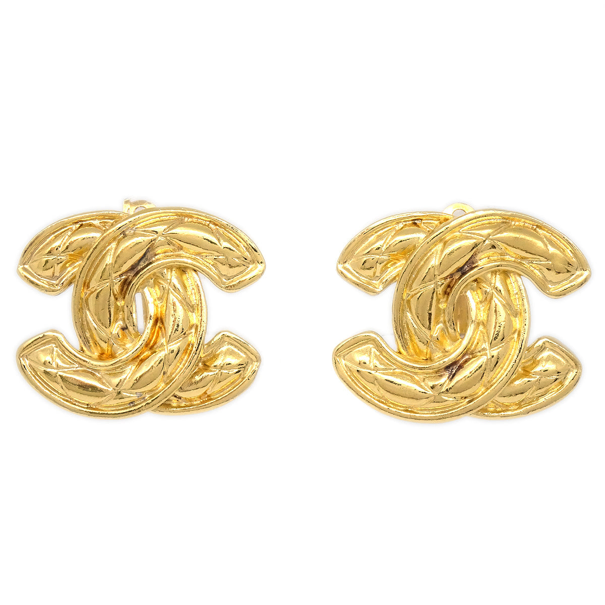 Luxury Chanel Gold CC Earrings Clip-On 2459