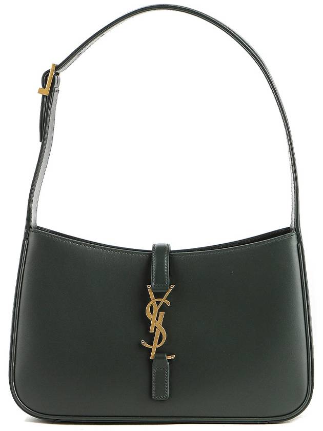 Luxury Saint Laurent Le 5 A 7 Smooth Leather Hobo Shoulder Bag Dark Green